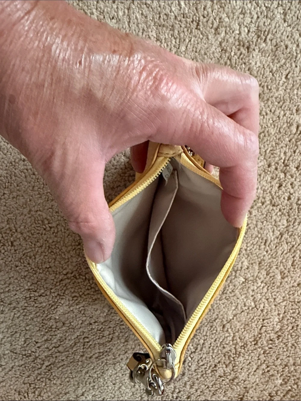 Coach Pale Yellow Leather Wristlet Clutch